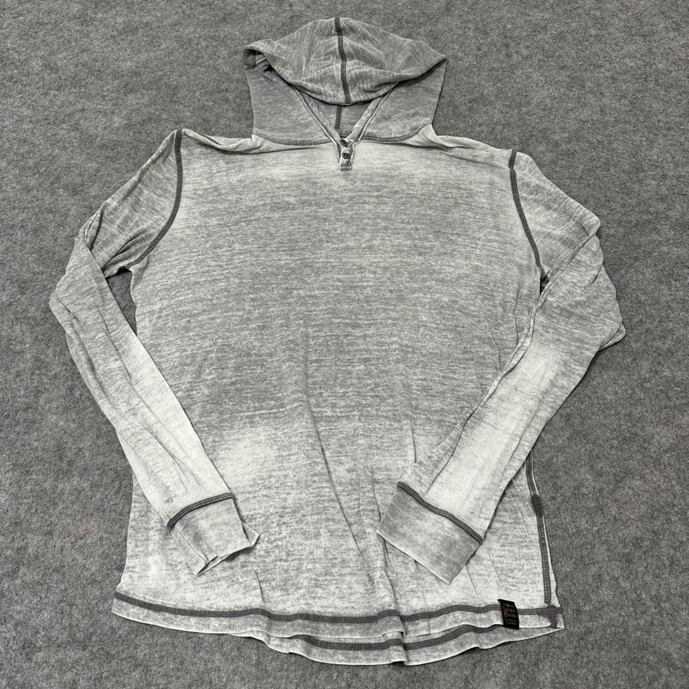 Lucky Brand Hoodie Mens Large Gray Venice Burnout Henley Pullover Shirt 2887